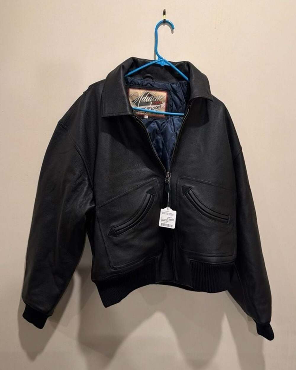Adidem Asterisks "Sounds Like It Looks" Leather Bomber Jacket, Size XL